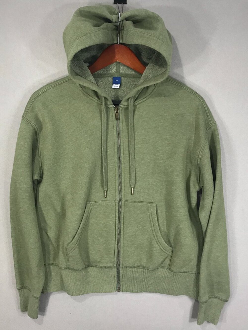 Old Navy Hoodie Women's XS Green Full Zip Sweatshirt Jacket Pockets Long Sleeve